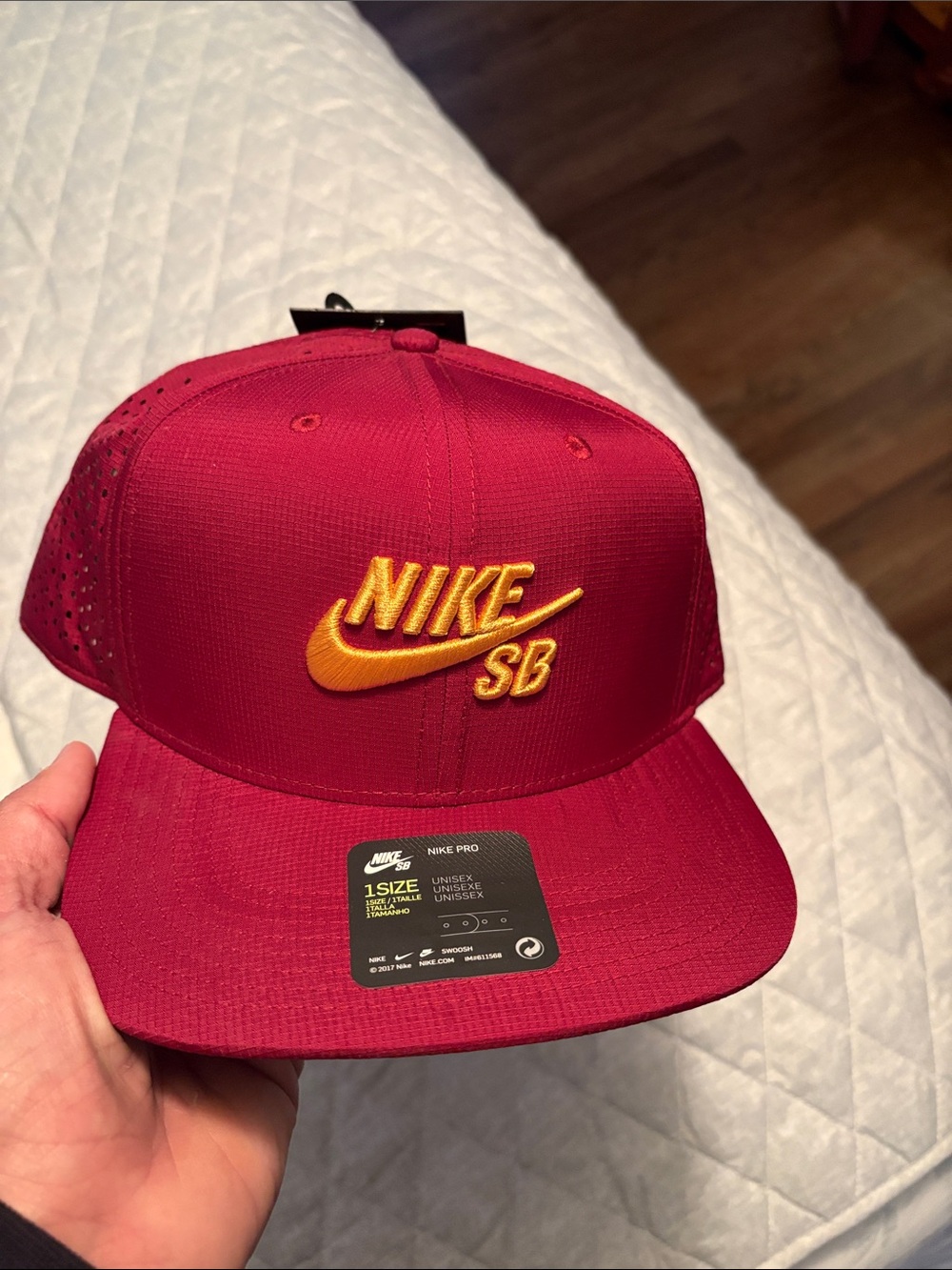 Nike Maroon Snapback Hat with Gold Embroidered Logo